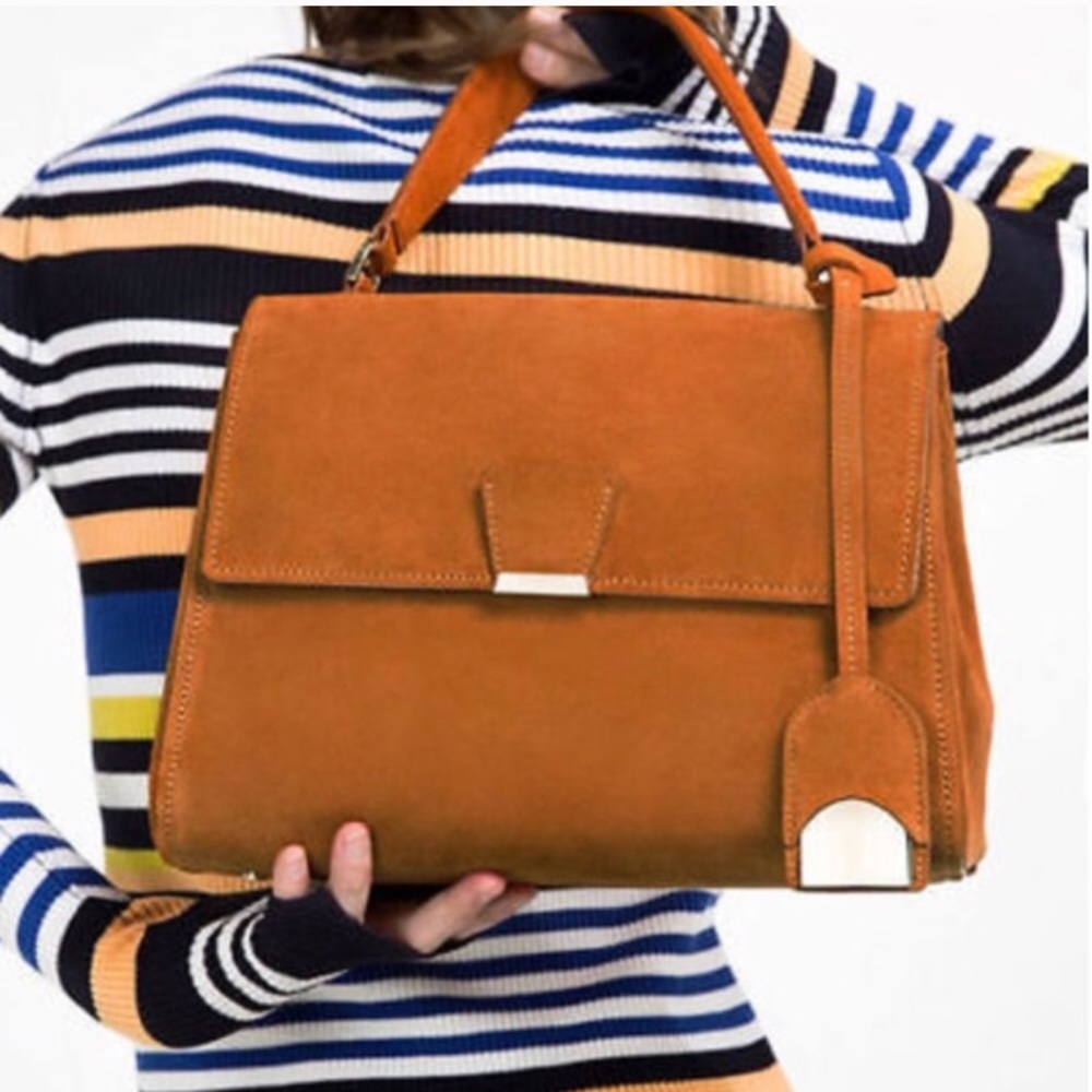 ZARA 100% SUEDE LEATHER BAG BRAND NEW WITH TAGS